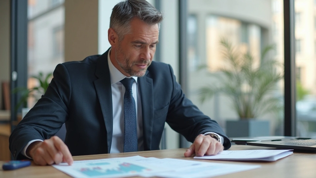 Infografik-Stil Foto eines Finanzberaters, der Dividendenzahlunszyklen auf einem Whiteboard erklärt, modernes Büro mit natürlichem Licht, professionelle Atmosphäre, verschwommener Hintergrund, KEIN Text, KEINE Wasserzeichen