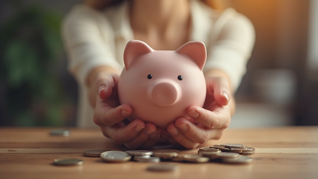 Ersparnisse und Notfallfonds dargestellt als Stapel von Münzen und Geldscheinen in Spardose