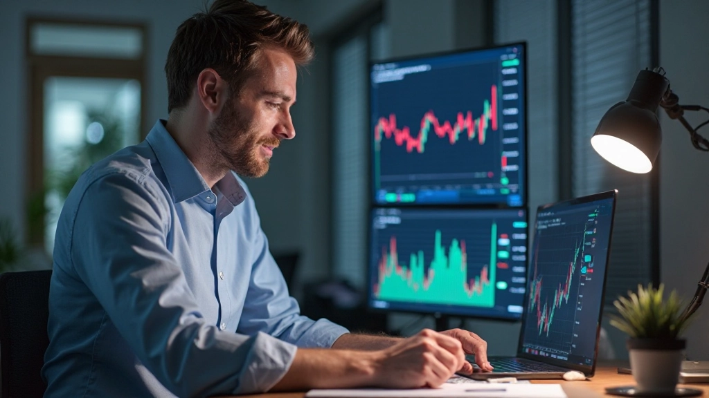 Trader überprüft Handelsergebnisse und Performance-Statistiken