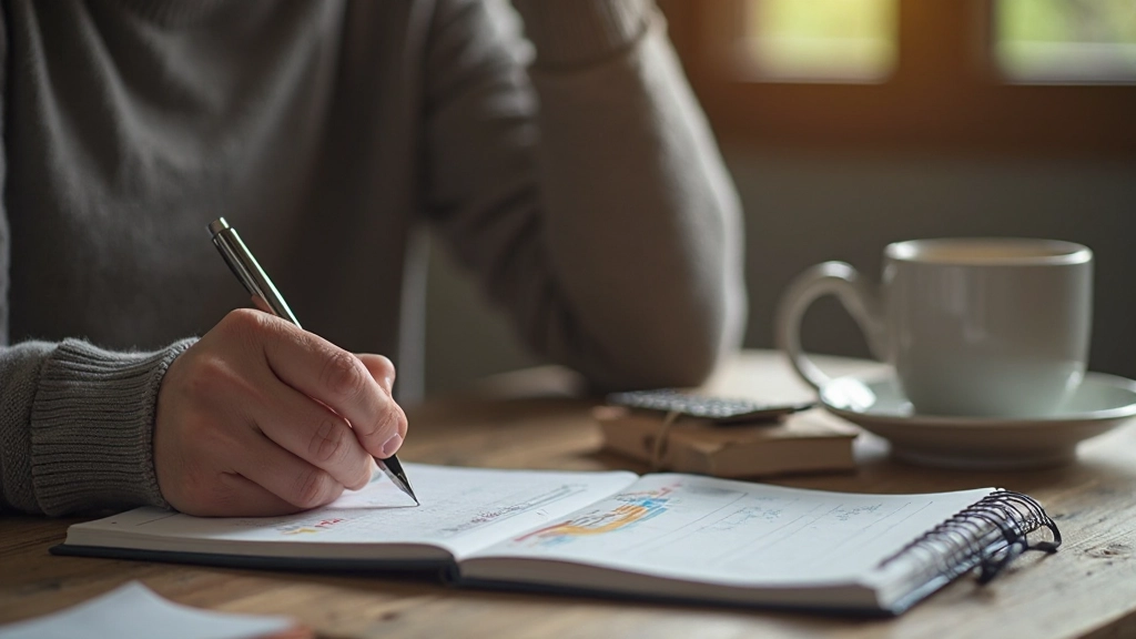 Persönliche Finanzplanung mit Notizbuch, Stift und Checkliste auf Schreibtisch