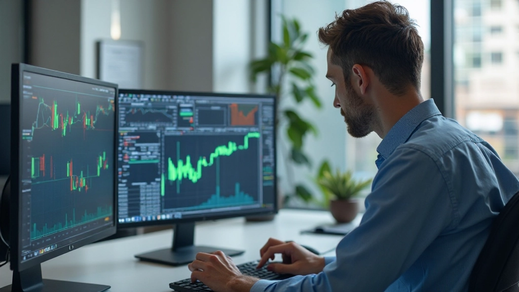 Abstrakte Visualisierung von Handelsdiagrammen und Marktanalyse-Tools in modernem Design