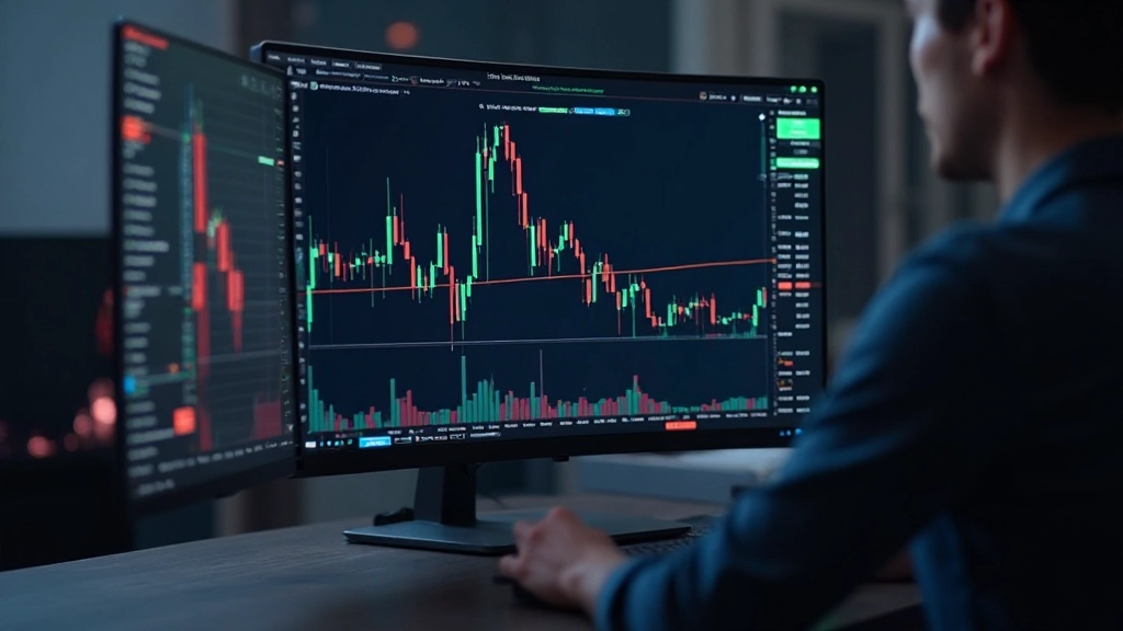 Trading-Monitor zeigt Kerzenchart mit markierten Einstiegs-, Stop-Loss- und Gewinnzielpunkten