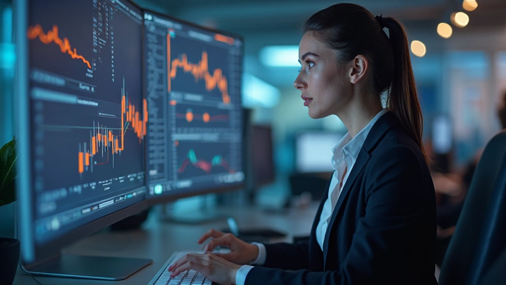 Investor überwacht Echtzeit-Marktdaten auf dem Computerbildschirm