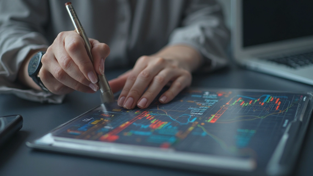 Finanzanalyst beim Überprüfen von Trendlinien und Unterstützungsniveaus