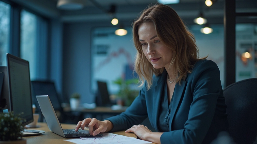 Finanzprofi beim Studium von Makroökonomischen Trends und Marktausblick